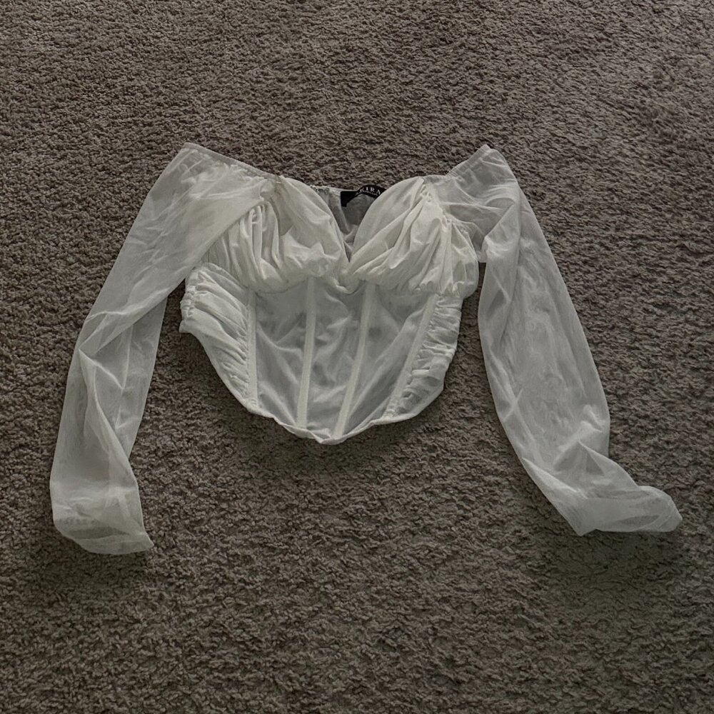 AKIRA White Corset-Style Crop Top